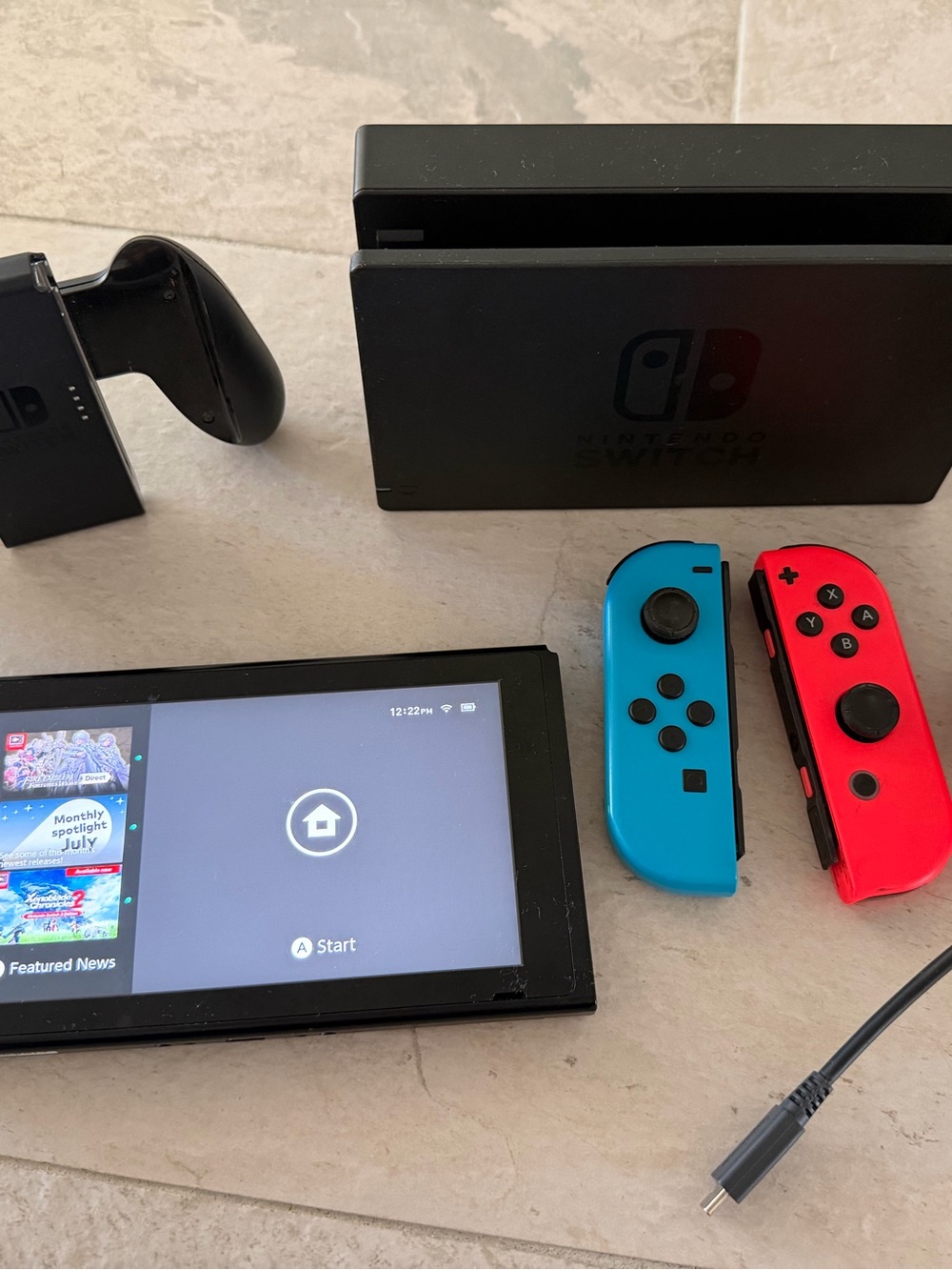 Nintendo Switch with Neon Blue and Red JoyCon w/ docking station Minecraft game